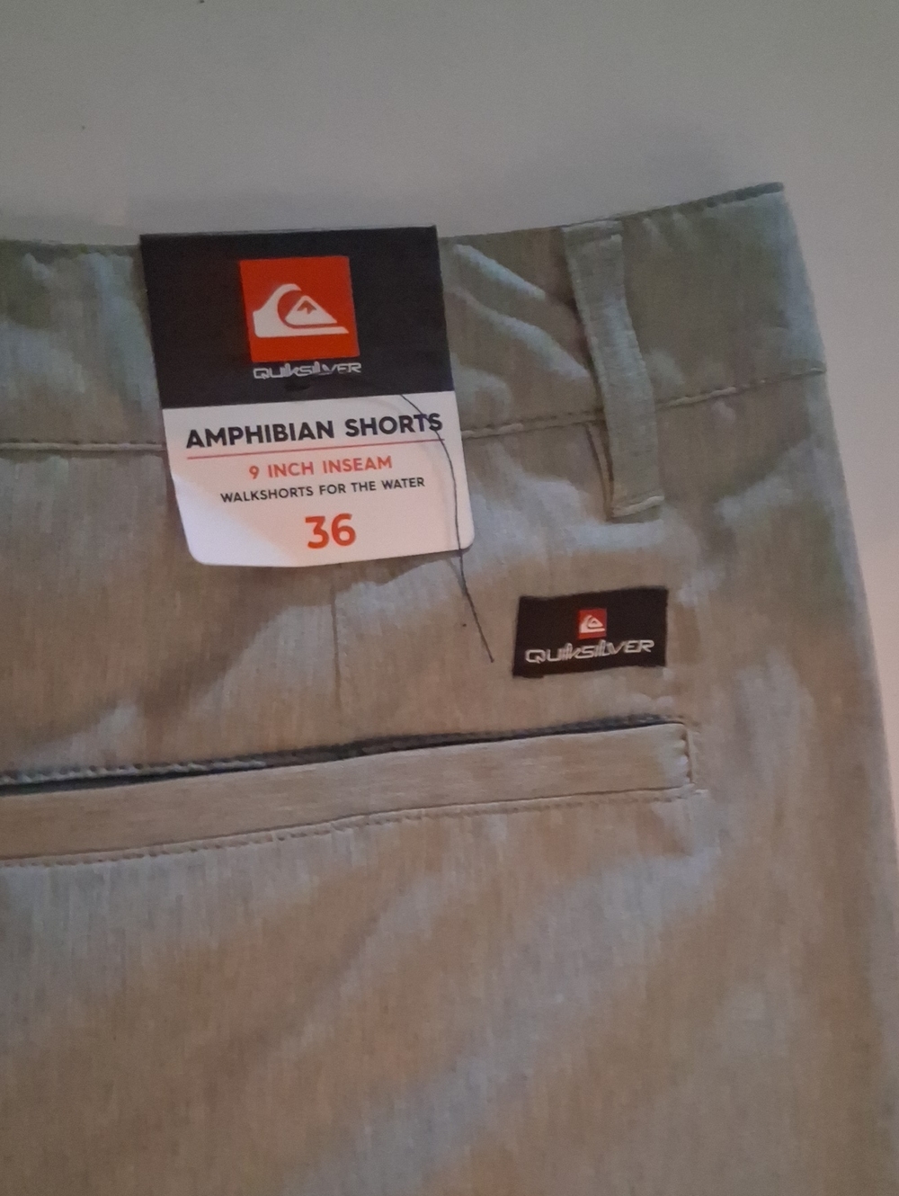 Quiksilver Amphibian Walking Shorts Color-Gray Size-36 NWT - Picture 3 of 5